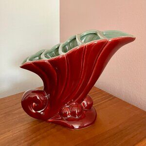 Vintage 1950's Beauceware Vase Canada Beauce Québec Burgundy Teal Glaze